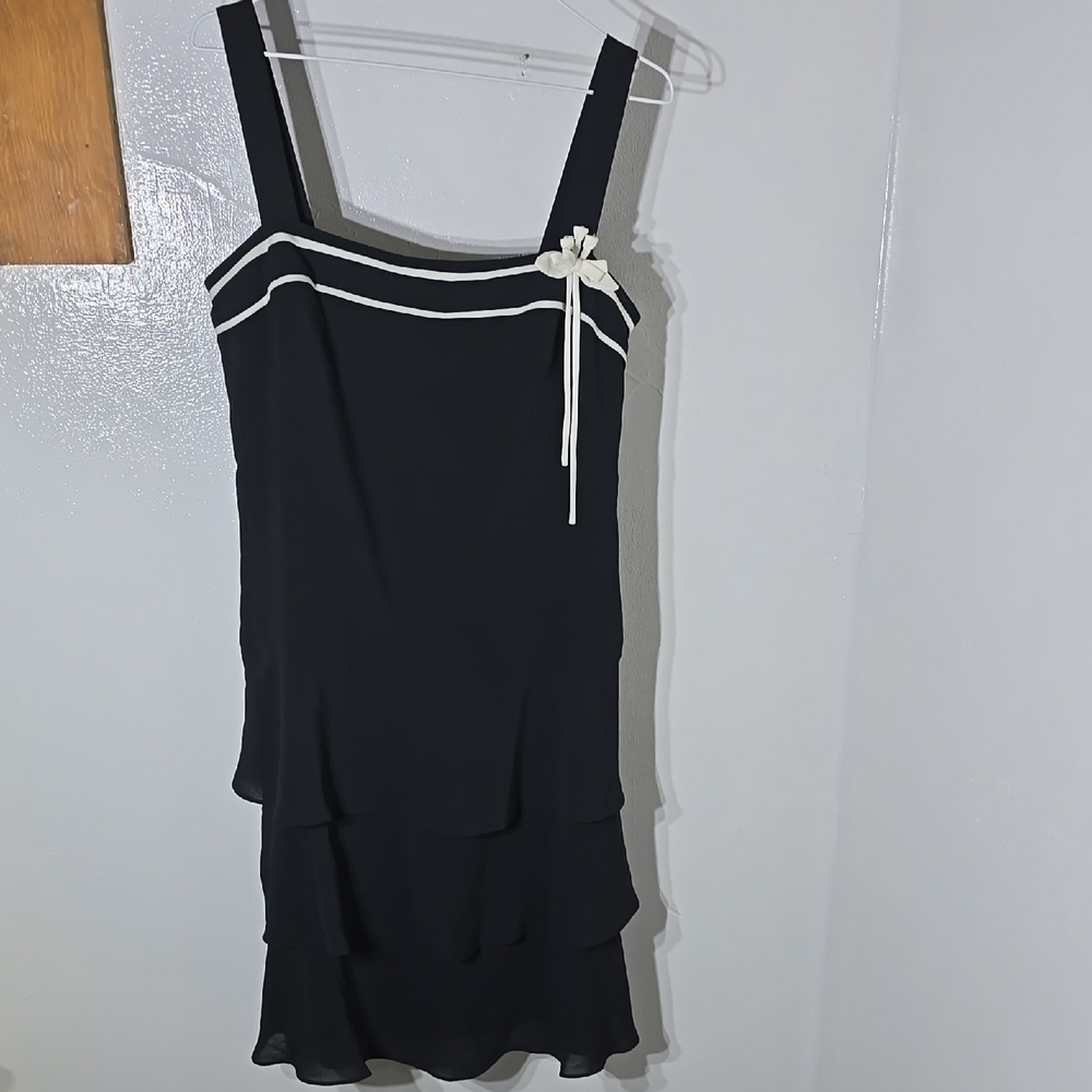 LOFT Black Mini Flapper Dress Size 8 NWT